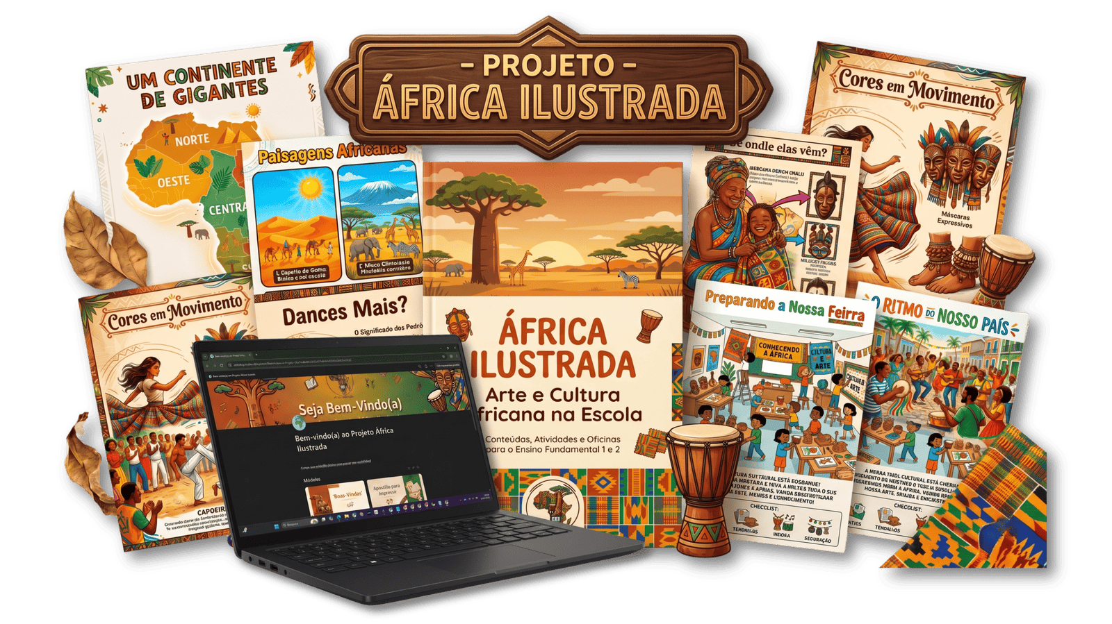 Mockup Completo do Projeto África Ilustrada